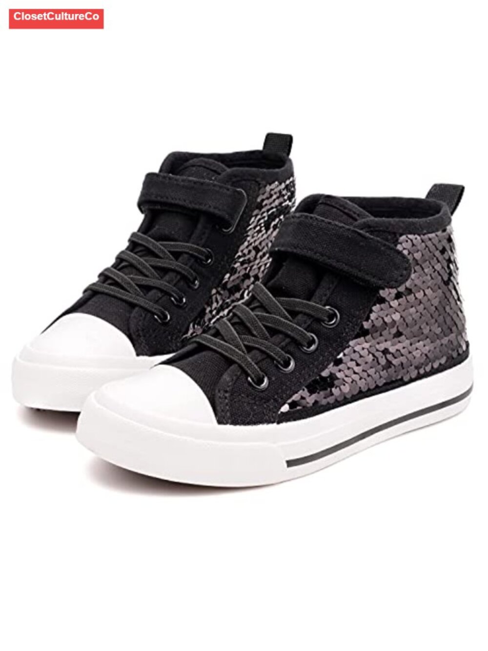 Kids High Top Sneakers Canvas Hook & Loop Casual Skate Shoes